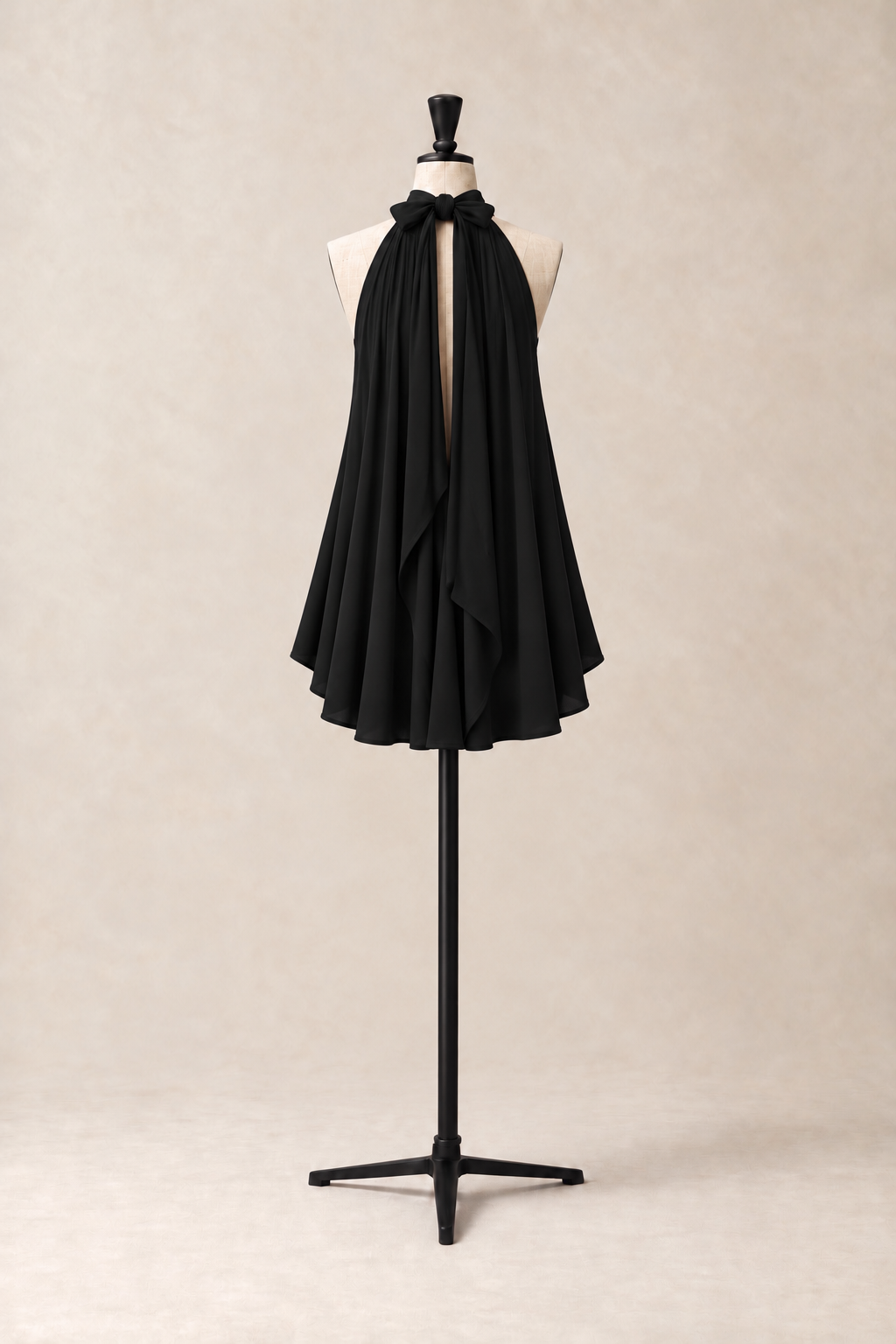 Vignette Mini/Top, halter piece with a pointed hem and a concealed opening at the centre back, made in Italy by The Ethos Studio