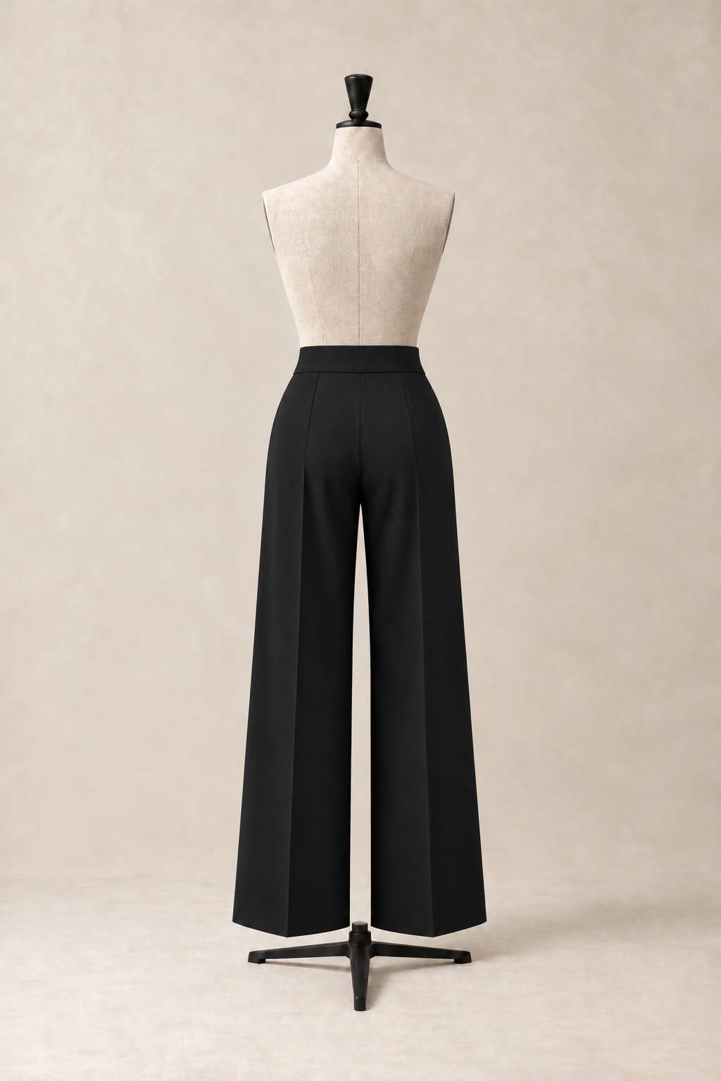 Column Pants, virgin wool palazzo pants with back darts and a defined waistband, made in Italy by The Ethos Studio