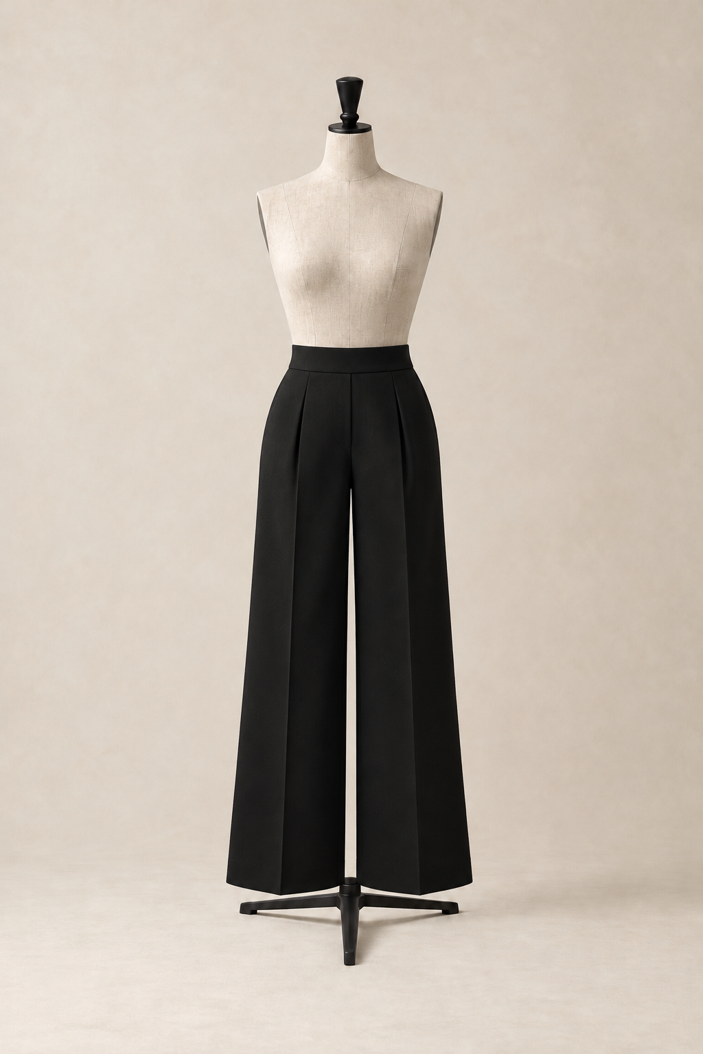Column Pants, high-waisted palazzo pants in virgin wool with wide legs that fall long and straight, made in Italy by The Ethos Studio