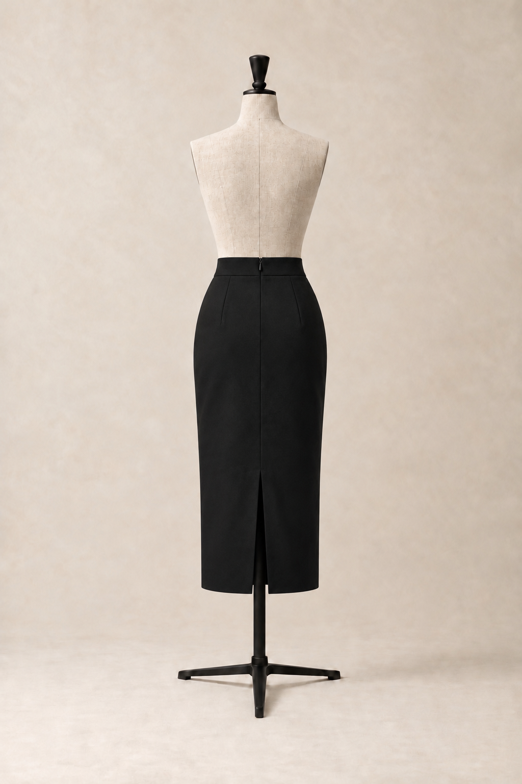 Pillar Skirt, high-waisted straight midi skirt in virgin wool, fully lined in viscose, made in Italy by The Ethos Studio