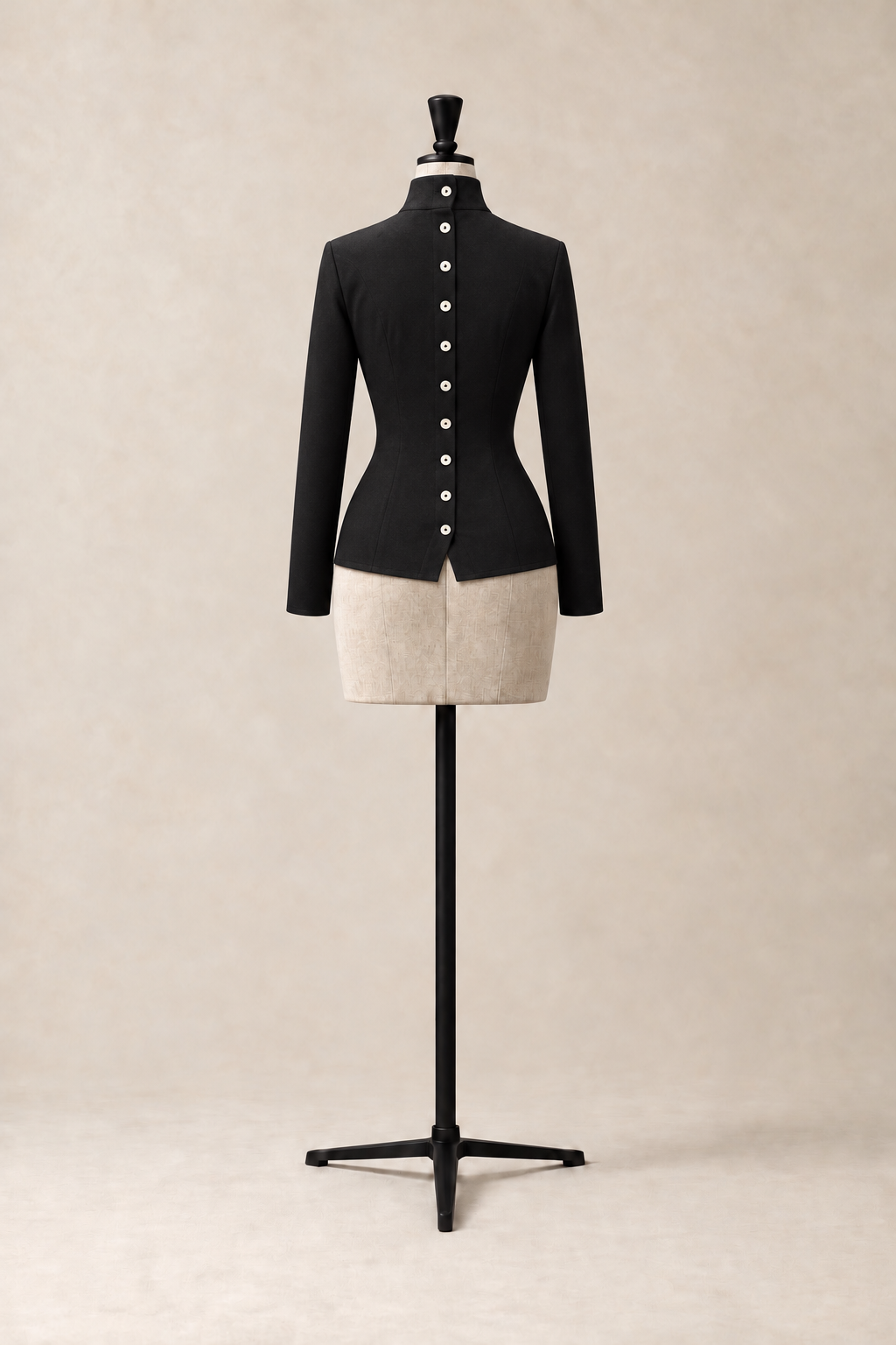 Spine Turtleneck, fitted stretch-knit turtleneck with a full line of mother-of-pearl buttons down the back, made in Italy by The Ethos Studio